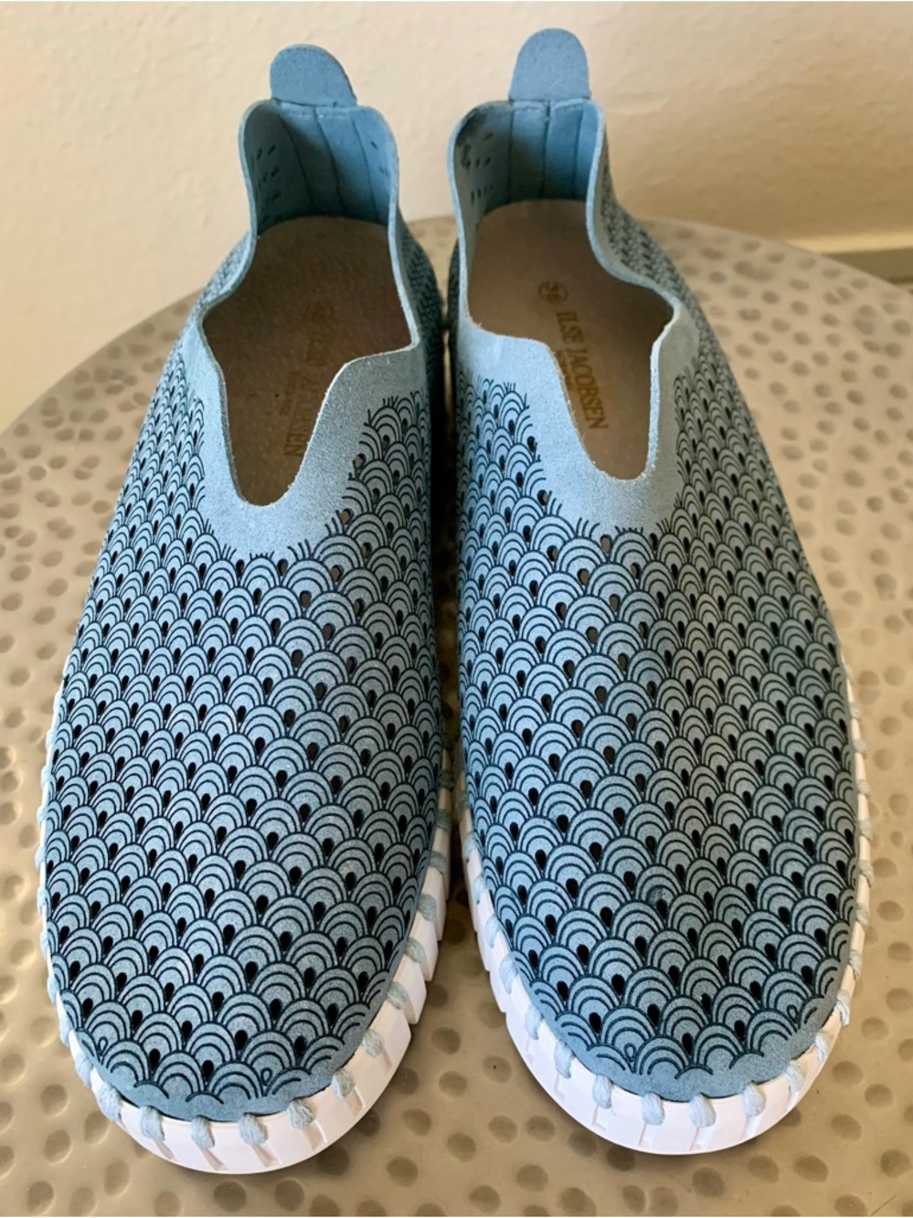 Ilse Jacobsen light blue perforated slip-on sneaker